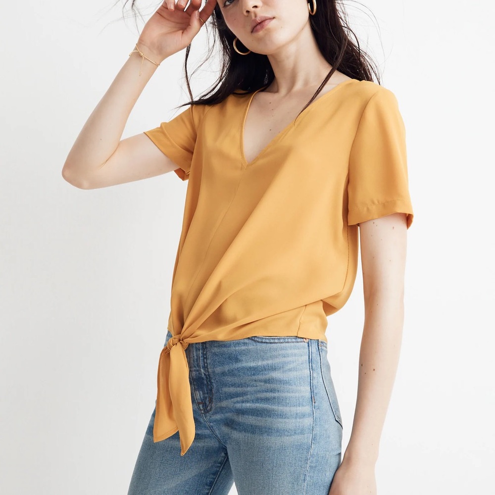 Madewell Novel Tie-Front Short Sleeve Top